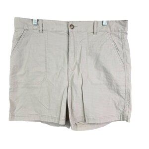 Womens Eddie Bauer Beige Chino Shorts Cotton Blend 6" Inseam Stretch Size T12